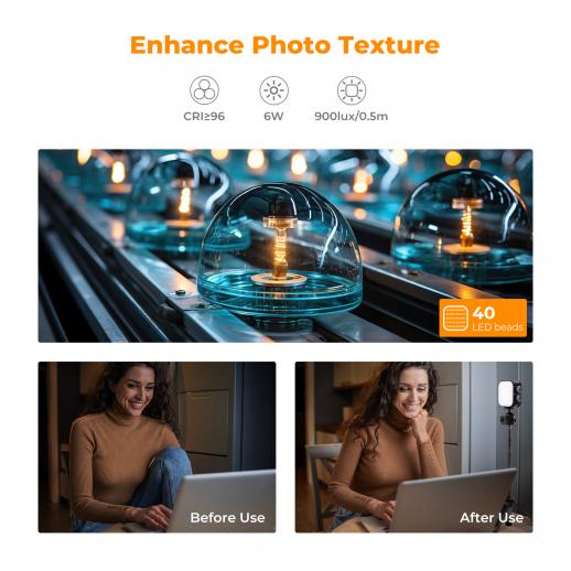 K&F Concept Bi-Color LED Video Light, 2000mAh Rechargeable Portable Camera Lights, CRI 96+, 2500K-9900K, 15 Light Effects, Photography Lighting for Vlogging, Selfie (Black) K&F Concept Bi-Color LED Video Light, 2000mAh Rechargeable Portable Camera Lights, CRI 96+, 2500K-9900K, 15 Light Effects, Photography Lighting for Vlogging, Selfie (Black)